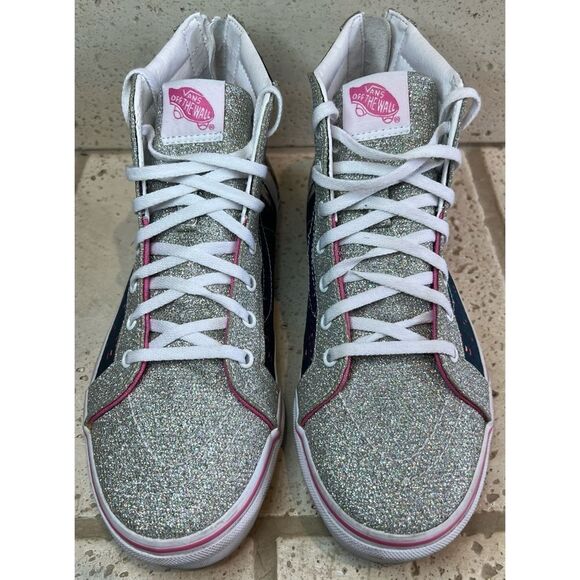 VANS Digi Unicorn Sk8-Hi Zip Silver Glitter Girls Sneakers Size 7 - Picture 3 of 13